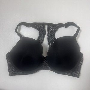 Paramour Bra Womens Carolina Contour Black Plunge Lace Razorback Underwire 38DD